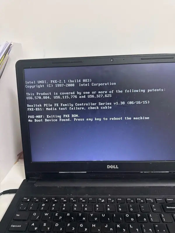 Dell עם 'No Boot Device Found' — כונן מת