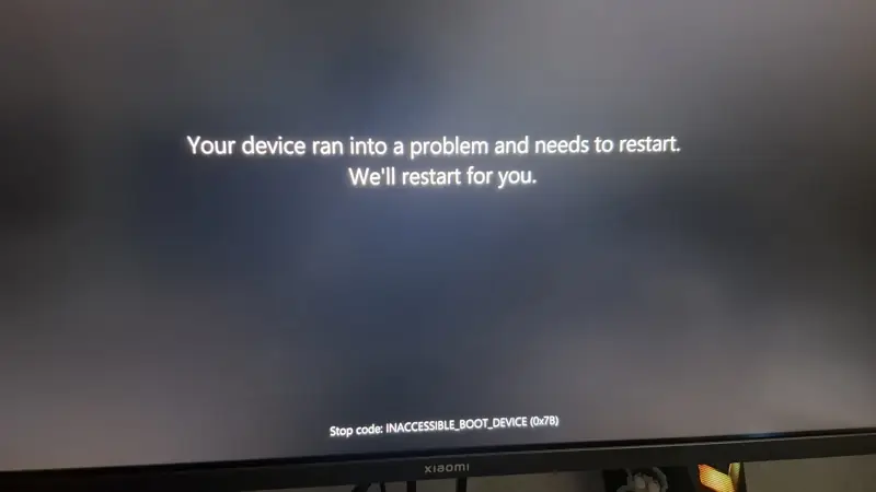 מסך כחול INACCESSIBLE_BOOT_DEVICE — הגדרות אחסון